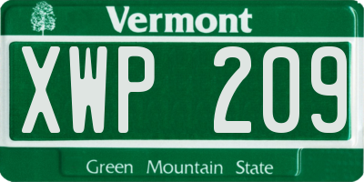 VT license plate XWP209