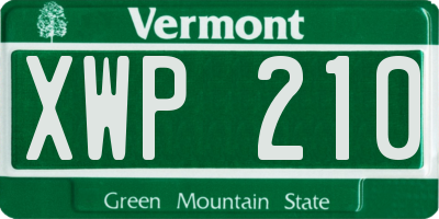 VT license plate XWP210