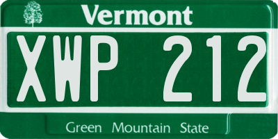 VT license plate XWP212