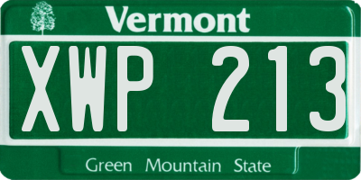 VT license plate XWP213
