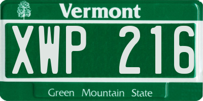 VT license plate XWP216