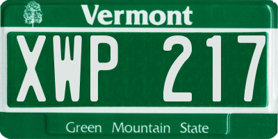 VT license plate XWP217