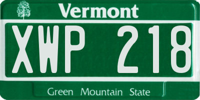 VT license plate XWP218
