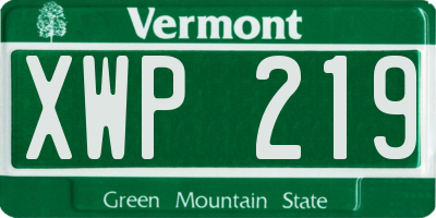 VT license plate XWP219