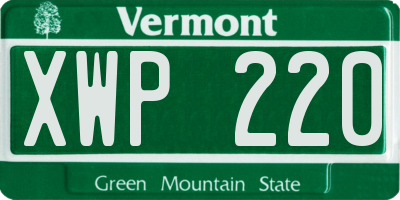 VT license plate XWP220