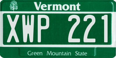 VT license plate XWP221