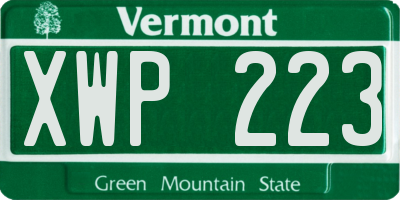 VT license plate XWP223