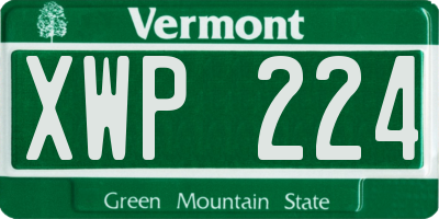 VT license plate XWP224