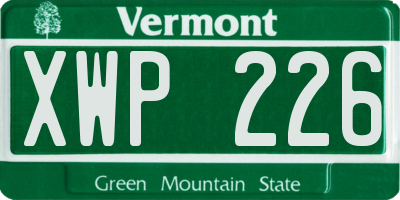 VT license plate XWP226