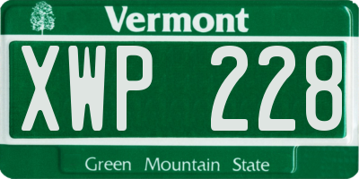 VT license plate XWP228