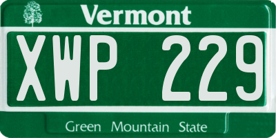 VT license plate XWP229