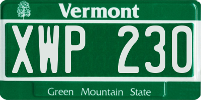 VT license plate XWP230