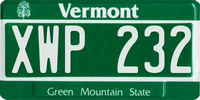 VT license plate XWP232