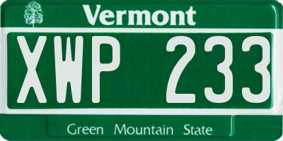 VT license plate XWP233