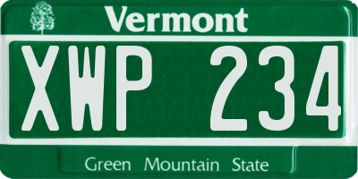 VT license plate XWP234