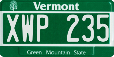 VT license plate XWP235