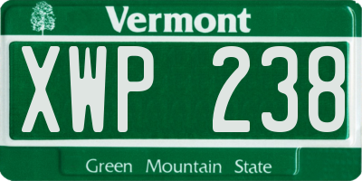 VT license plate XWP238