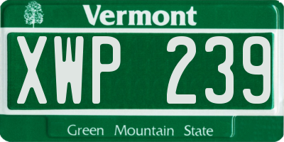 VT license plate XWP239