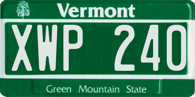 VT license plate XWP240