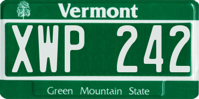 VT license plate XWP242