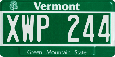 VT license plate XWP244