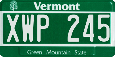 VT license plate XWP245