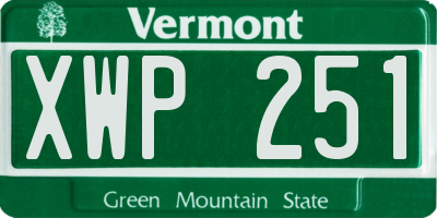 VT license plate XWP251