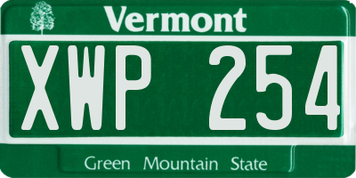 VT license plate XWP254