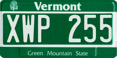 VT license plate XWP255