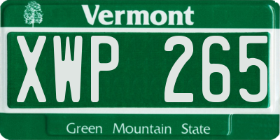 VT license plate XWP265