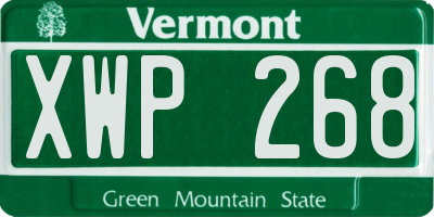 VT license plate XWP268