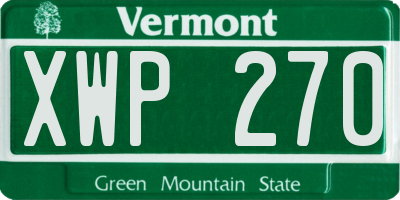 VT license plate XWP270