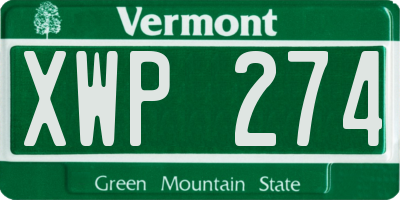 VT license plate XWP274
