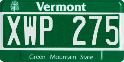 VT license plate XWP275