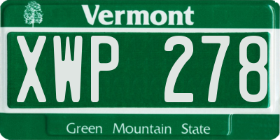 VT license plate XWP278