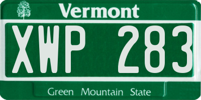 VT license plate XWP283