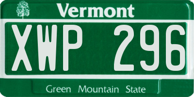VT license plate XWP296