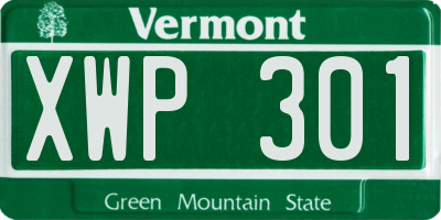 VT license plate XWP301