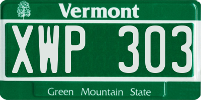 VT license plate XWP303