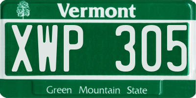 VT license plate XWP305