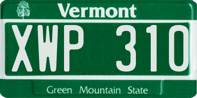 VT license plate XWP310