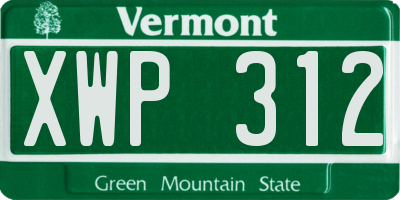 VT license plate XWP312