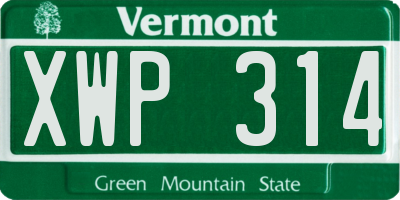 VT license plate XWP314