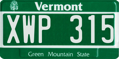 VT license plate XWP315