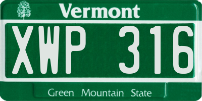 VT license plate XWP316