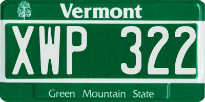 VT license plate XWP322