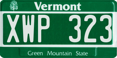 VT license plate XWP323