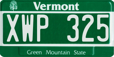 VT license plate XWP325