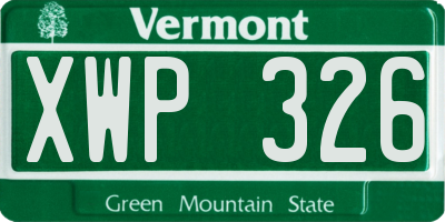 VT license plate XWP326
