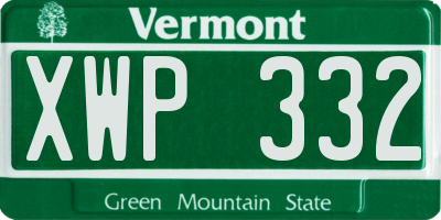 VT license plate XWP332